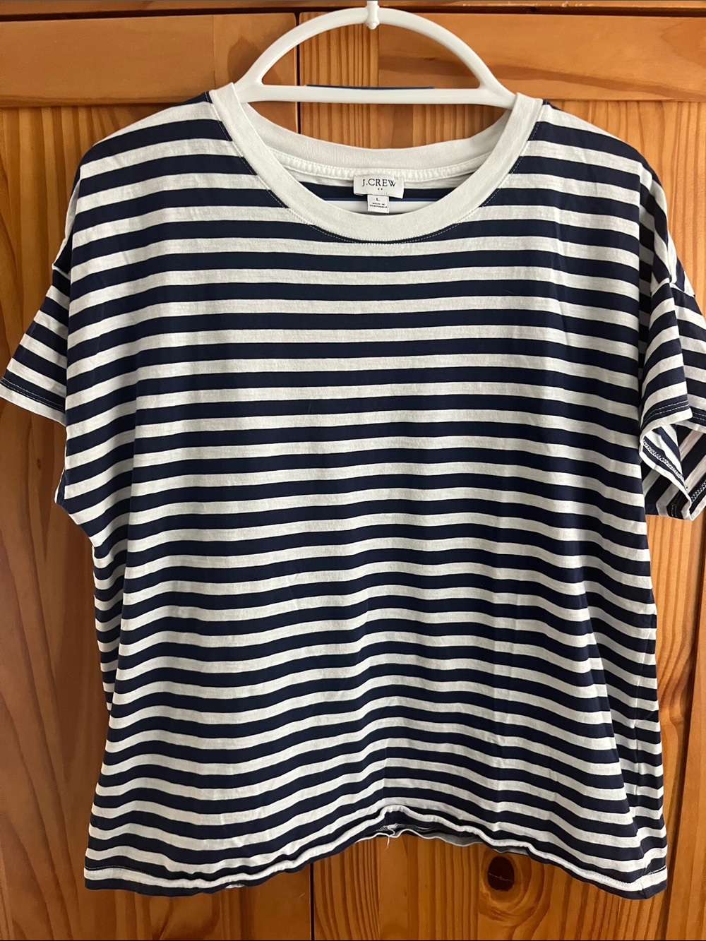 J. Crew Navy and White Striped Short-Sleeve Tee
